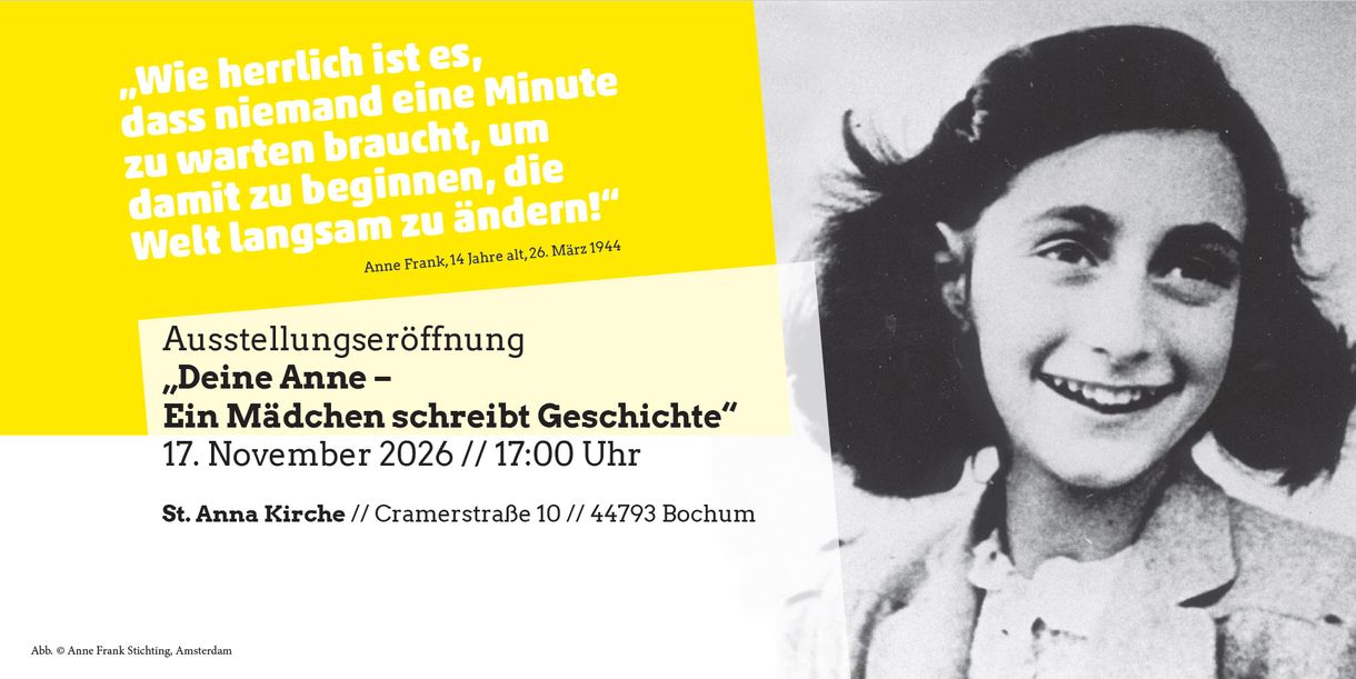 Einladungskarte zur Anne Frank Ausstellungseröffnung